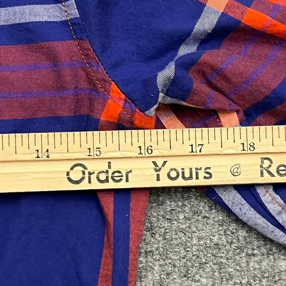 The North Face Flannel Shirt Womens XS Blue Red Plaid Cotton Collared Button-Up - Picture 9 of 11